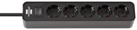 Brennenstuhl 1153250000 Stekkerdoos met schakelaar 5-voudig Zwart Randaarde stekker 1 stuk(s) - thumbnail