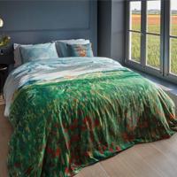 Beddinghouse Field with Poppies dekbedovertrek - 1-persoons (140x200/220 cm + 1 sloop) - Katoen satijn - Green - thumbnail