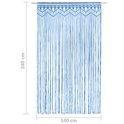 Gordijn macram 140x240 cm katoen blauw