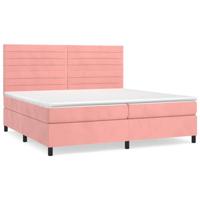 Boxspring met matras fluweel roze 200x200 cm - thumbnail