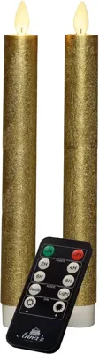 Anna's Collection LED dinerkaars flame effect rustiek 23 cm goud 2 stuks Anna's Collection LED dinerkaars flame effect rustiek 23 cm goud 2 stuks