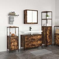 Badkamermeubelset met lade 3 pcs Gerookt eiken Bewerkt hout - thumbnail