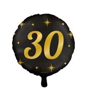 Classy Folieballon 30 Jaar Zwart/Goud (46cm) - thumbnail