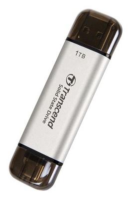 Transcend ts1tesd310s esd310s external ssd, 1tb, usb 10gbps, type c/a, 1050 mb/s, silver