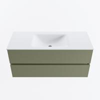 MONDIAZ VICA 110cm badmeubel onderkast Army 2 lades. Wastafel CLOUD midden zonder kraangat, kleur Talc. - thumbnail