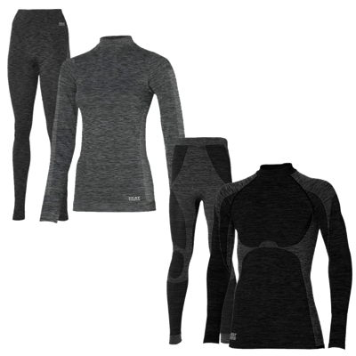 Heatkeeper Thermoset Dames Premium - Thermoshirt + Thermo Legging - Zwart Melange-S