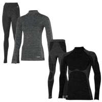 Heatkeeper Thermoset Dames Premium - Thermoshirt + Thermo Legging - Zwart Melange-S - thumbnail