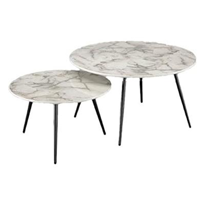 Set van 2 tafels DKD Home Decor Wit Zwart Gouden 46 x 46 x 45 cm Set van 2 tafels DKD Home Decor Wit Zwart Gouden 46 x 46 x 45 cm