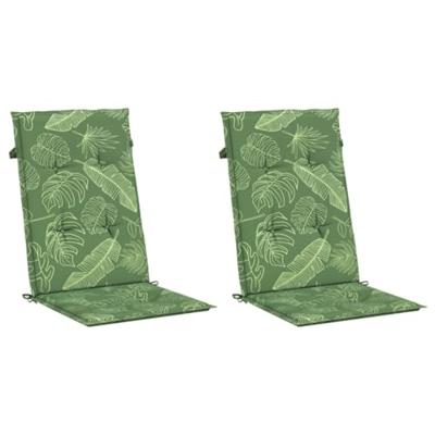 VidaXL Stoelkussens 2 st hoge rug bladpatroon stof