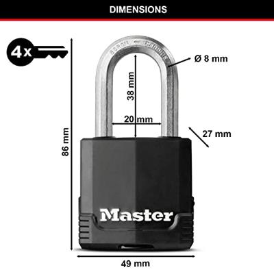 Masterlock 48mm laminated steel padlock - anti-rust thermoplastic cover - 38mm oc - M115EURDLF - thumbnail