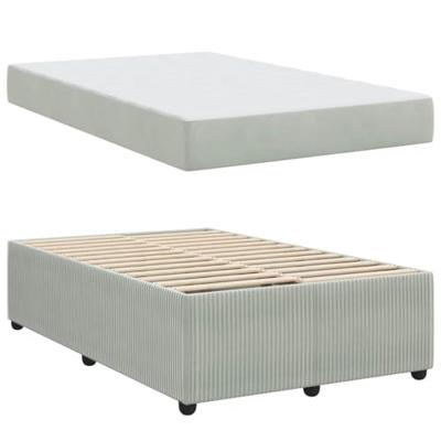 Bedframe met matras met matras Lichtgrijs 120 x 190 cm Fluweel