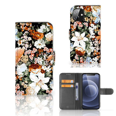 Hoesje voor Apple iPhone 12 Mini Dark Flowers Hoesje voor Apple iPhone 12 Mini Dark Flowers