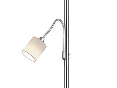 Trio Vloer LeeslampHotel 2-lichts metaalgrijs met witte kap - 403900201