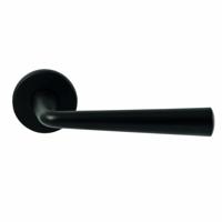 Hardbrass Deurkruk Mikonos op rond rozet 4mm dun - zwart - thumbnail