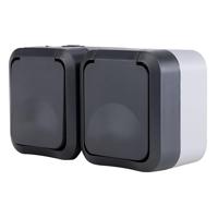 REV 0004090400 Wandcontactdoos dubbel Compleet AquaStorm Lichtgrijs, Zwart 1 stuk(s) - thumbnail