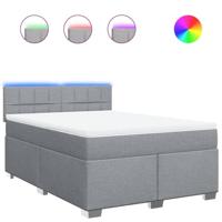 Boxspring met matras stof lichtgrijs 140x190 cm - thumbnail