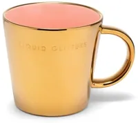 Vondels theekop keramiek liquid glitters 10x11cm gold, pink - thumbnail
