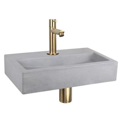 Differnz Differnz Flat fonteinset beton lichtgrijs - kraan recht mat goud Differnz Differnz Flat fonteinset beton lichtgrijs - kraan recht mat goud