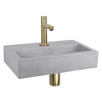 Differnz Differnz Flat fonteinset beton lichtgrijs - kraan recht mat goud - thumbnail