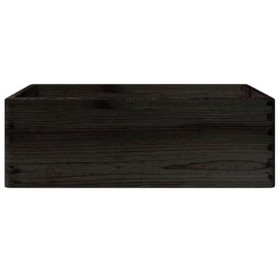 Houten kist met handvatten 40x30x13 cm massief grenenhout zwart - thumbnail