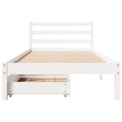 Bedframe zonder matras massief grenenhout wit 90x200 cm