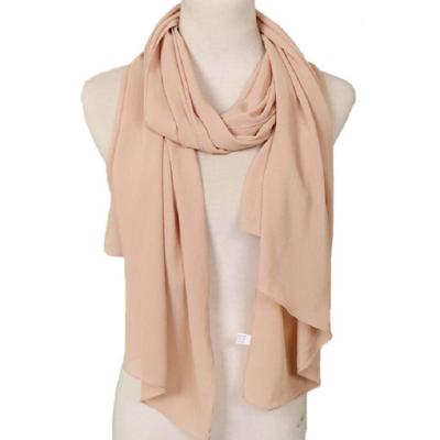 Vrouwen effen kleur natuurlijke vouwen chiffon omslagdoek sjaal tulband grootte: 180cm (huidskleur)