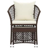 2-delige Loungeset met kussens poly rattan bruin - thumbnail