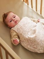 Personaliseerbare mouwloze trappelzak van katoengaas BABYLON beige, bedrukt - thumbnail