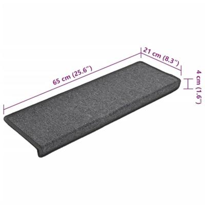 VidaXL Trapmatten 15 st 65x21x4 cm donkergrijs rechthoekige rand