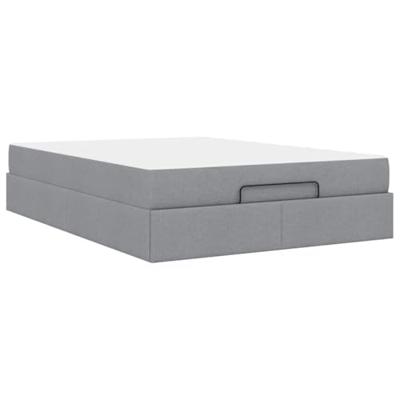 Bedframe met matras Lichtgrijs 140 x 190 cm Stof - thumbnail