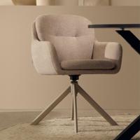 Kave Home Draaibare Eetkamerstoel 'Lexa' Chenille, kleur Beige - thumbnail