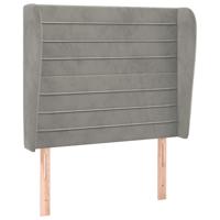 Hoofdbord met randen 83x23x118/128 cm fluweel lichtgrijs - thumbnail