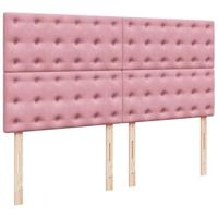 Boxspring met matras fluweel roze 200x200 cm - thumbnail
