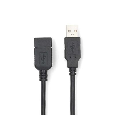 Nedis CCGL60010BK30 Usb-kabel Usb 2.0 Usb-a Male Usb-a Female 480 Mbps Vernikkeld 3.00 M Rond Pvc Zwart Label
