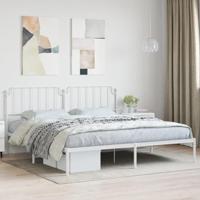 Bedframe met hoofdbord metaal wit 200x200 cm - thumbnail