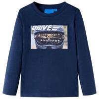 Kindershirt met lange mouwen helmprint 128 gemleerd marineblauw - thumbnail