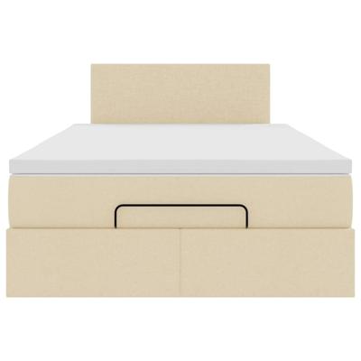 Ottoman bed met matras en LED's 160x200cm stof crèmekleurig