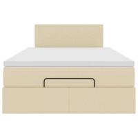 Ottoman bed met matras en LED's 160x200cm stof crèmekleurig - thumbnail