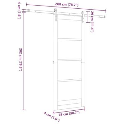 Schuifdeur met beslag ORKDAL Massief hout en glas