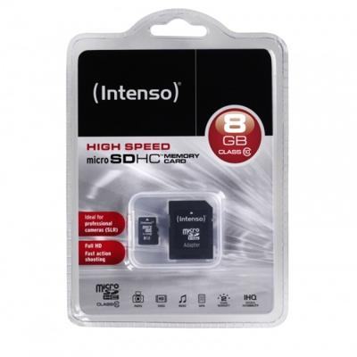 Intenso High Performance microSDHC-kaart 8 GB Class 10 Incl. SD-adapter Intenso High Performance microSDHC-kaart 8 GB Class 10 Incl. SD-adapter