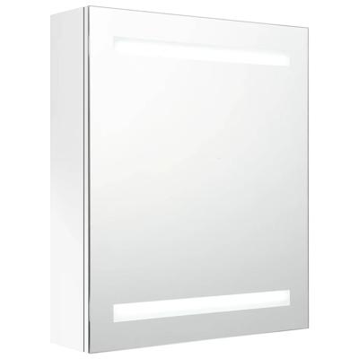 Badkamerkast met spiegel en LED 50x14x60 cm glanzend wit