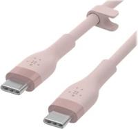 Belkin BoostCharge Flex siliconen USB Type C/C-kabel, USB-IF-gecertificeerde PD-snellaadkabel voor iPhone 16, iPhone 15 Plus/Pro/Pro Max, Samsung Galaxy S24, Pixel, iPad, Nintendo Switch, 1 m , roze - thumbnail
