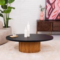 Tower Living Ovale Salontafel 'Palazzo' Teakhout en mineraal stucwerk, 130 x 75cm - thumbnail