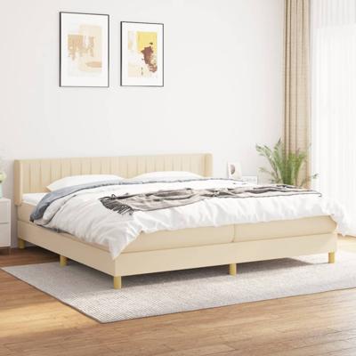 Boxspring met matras stof crèmekleurig 180x200 cm