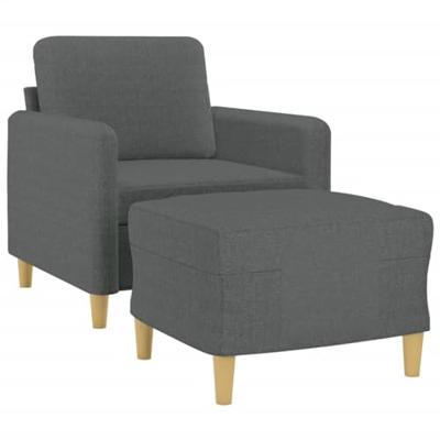 Fauteuil met voetenbank 60 cm stof donkergrijs