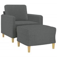 Fauteuil met voetenbank 60 cm stof donkergrijs - thumbnail