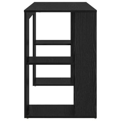 Bureau met Opslag Zwart Eiken 130 x 50,5 x 75 cm Bewerkt hout