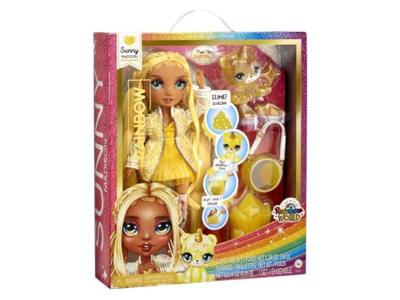 Rainbow High Fashion pop met slijmset en huisdier - Sunny (geel) - 28 cm glitterpop met slijmset en huisdier - thumbnail