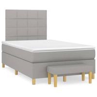 Boxspring met matras stof lichtgrijs 120x200 cm - thumbnail