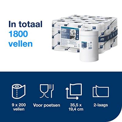 Poetspapier tork m3 advanced 2laags 200 vel wit Poetspapier tork m3 advanced 2laags 200 vel wit